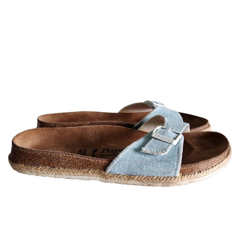 Birkenstock Papadillo Shoes Women's 10 Men's 8 Narrow Blue Madrid Slides Nubuck - Picture 2 of 11